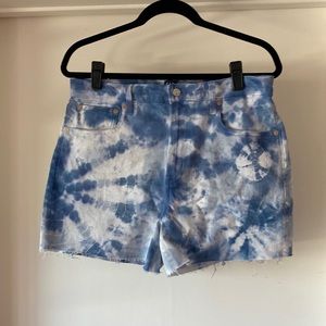 Blue tie dye denim shirt